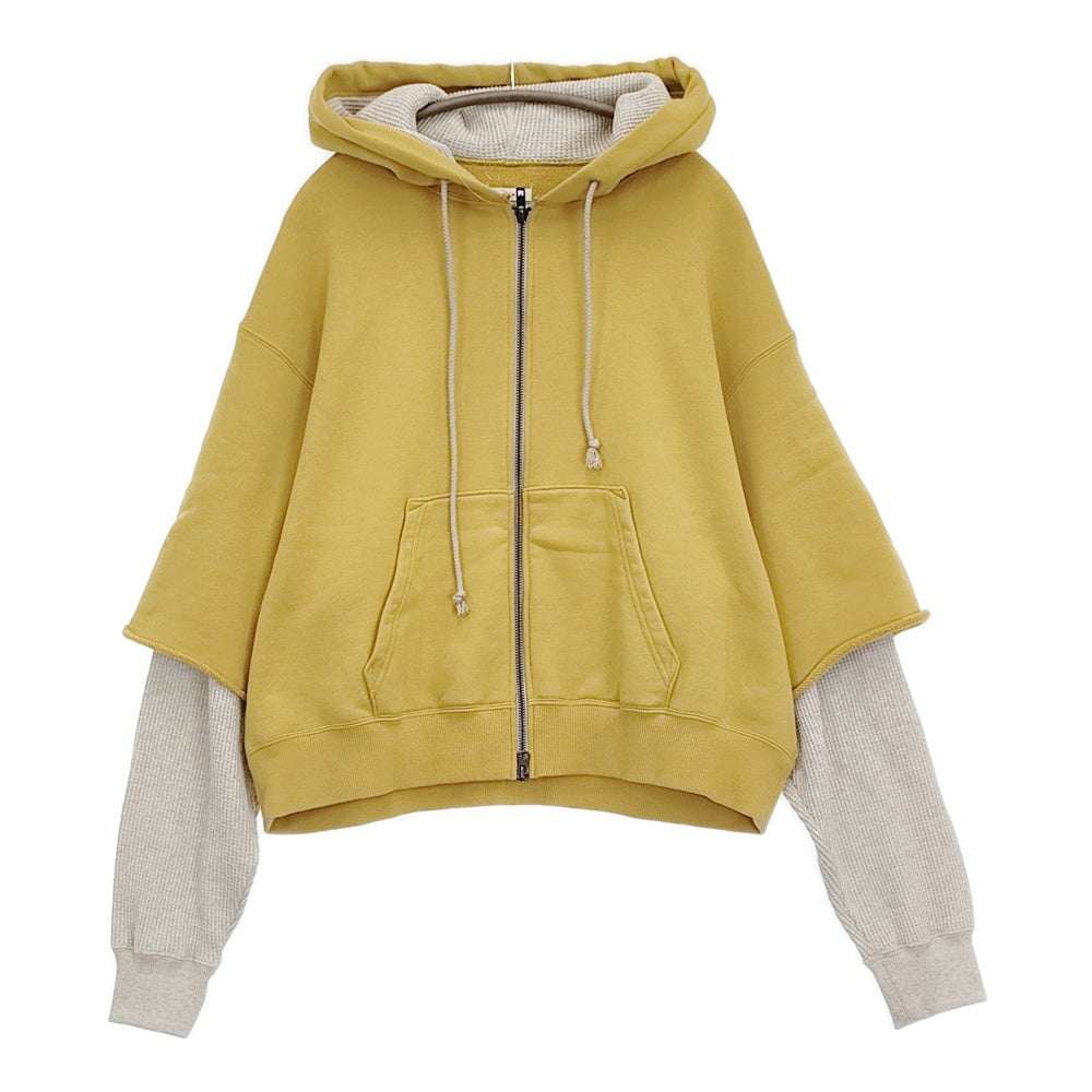 Name. RAYERED SLEEVE ZIP HOODIE サイズ1 定価31900円 NMCU-042 レイヤード パーカー 25SS イエロー ベージュ メンズ ネーム【中古】5-1108M♪ Name. RAYERED SLEEVE ZIP HOODIE サイズ1 定価31900円 NMCU-042