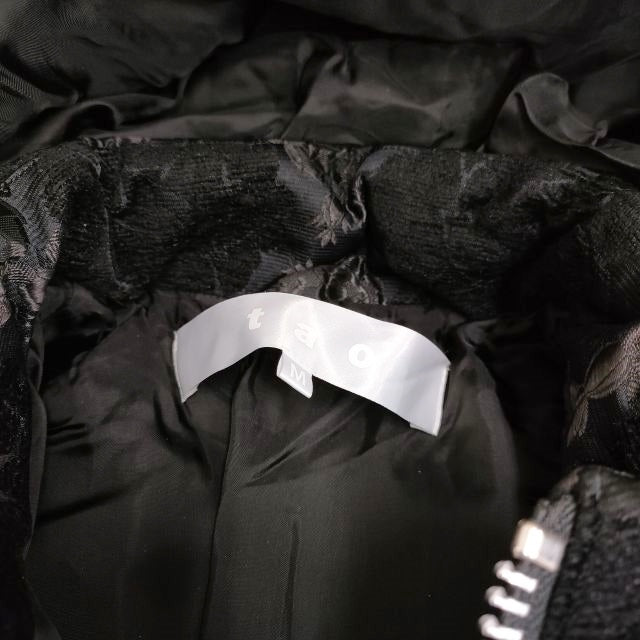 tao COMME des GARCONS 花柄ジャガード 中綿 サイズM フード着脱 ジャケット AD2022 ブラック レディース タオコムデギャルソン【中古】3-1105A♪ tao COMME des GARCONS 花柄ジャガード 中綿 サイズM フード着脱