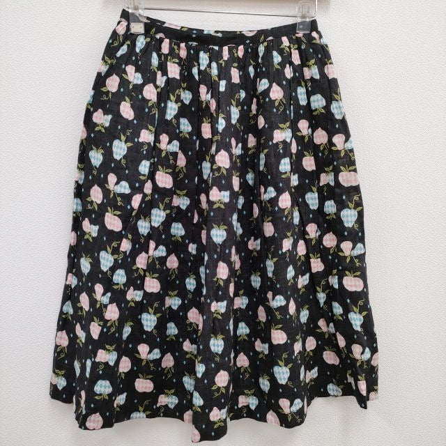 Sally Scott フルーツ総柄 リネンギャザースカート サイズ7/61-89  