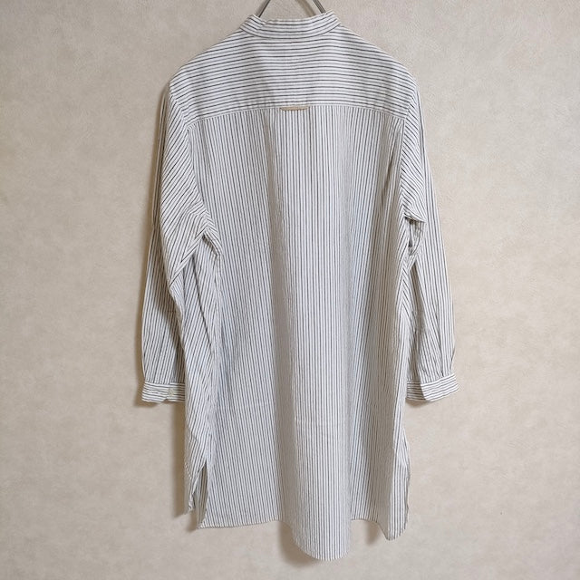 YAECA WRITE バンドカラー 99106 ストライプ シャツ コットンリネン