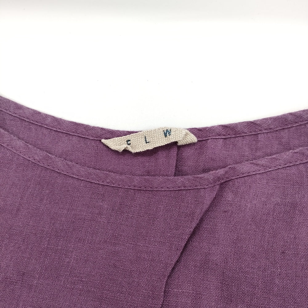 fog linen work リネン ギャザー 長袖 FLW ワンピース パープル