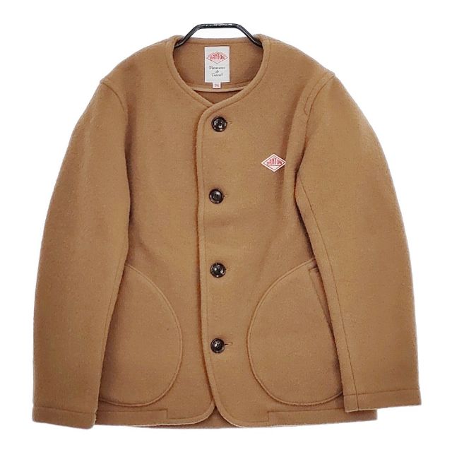 DANTON ウールモッサ ノーカラー ジャケット コート ブラウン 36 M Danton ウールモッサノーカラーコート JD-8903 ノーカラー