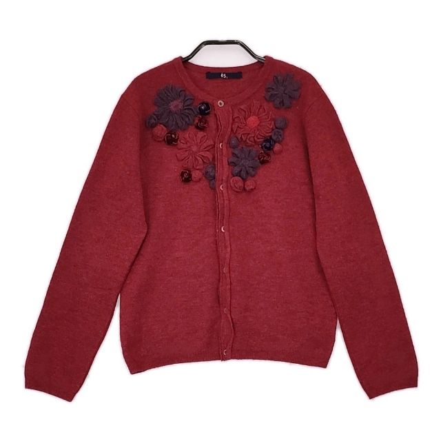 45R フォーティファイブ・アール　ウール縮絨カーディガン　フロート　カーデガン 45R/45rpm フロートフラワーカーディガン 定価60500円 ウール
