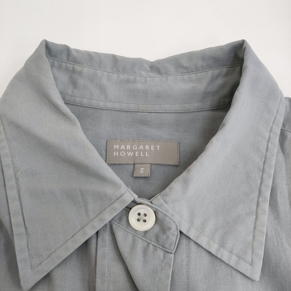 マーガレットハウエル MARGARET HOWELL 23AW シャツ ブラウス 長袖 バンドカラー コットン 3 グレー 578-4153009 /AN10 レディース MARGARET HOWELL（マーガレットハウエル）の「SOFT COTTON