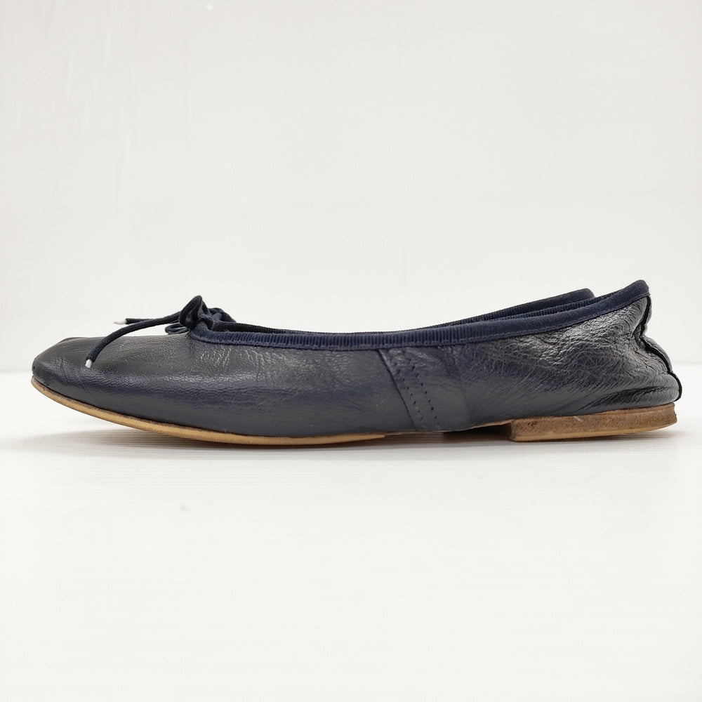 A.P.C./E.PORSELLI レザー フラット バレエシューズ ネイビー