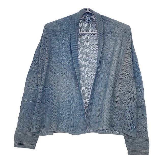 45R/45rpm アイスコットンレースのハッピィ 定価35200円 染め カーディガン ブルー レディース フォーティーファイブアールピーエム【中古】5-0616M∞ 45R/45rpm アイスコットンレースのハッピィ 定価35200円 染め