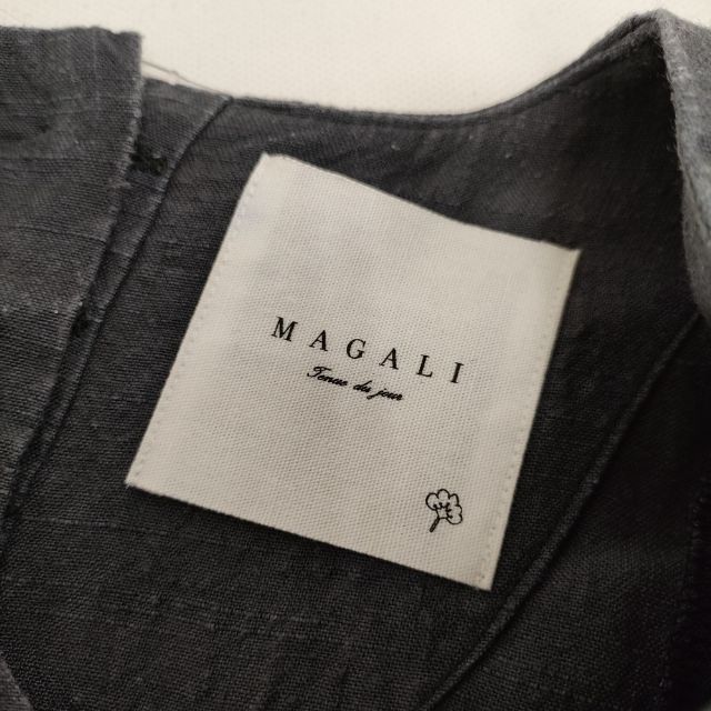 MAGALI リネン バックボタン ワンピース チャコールグレー レディース マガリ【中古】5-0616S∞ MAGALI リネン バックボタン ワンピース チャコールグレー レディース