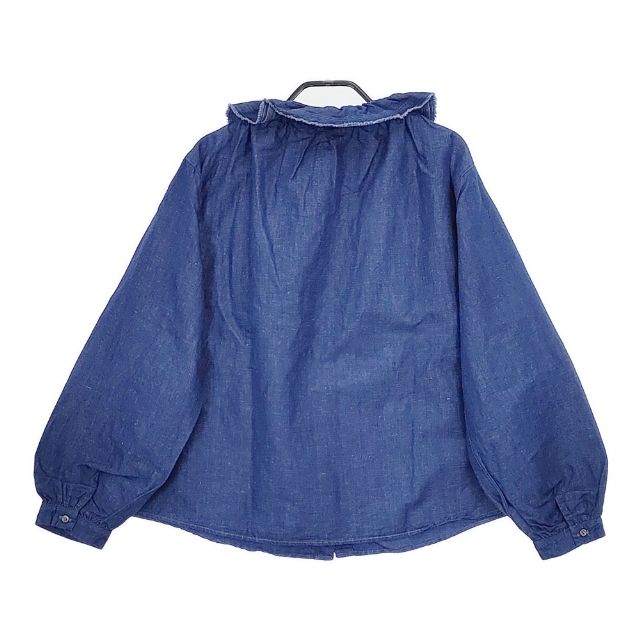 nest Robe 01194-1346 コットンリネン フリルカラー インディゴ ブラウス シャツ ブルー ネストローブ 5-0616M 261438 nest Robe 01194-1346 コットンリネン フリルカラー インディゴ