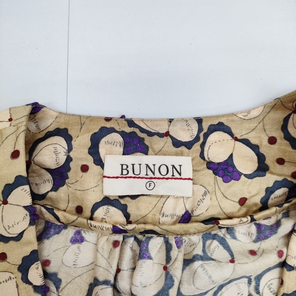 BUNON BN9006 シルク フラワーエンブロイダリーVネックベスト 定価35200円 ブラウス シャツ ベージュ レディース ブノン【中古】5-1021S△ BUNON BN9006 シルク フラワーエンブロイダリーVネックベスト 定価