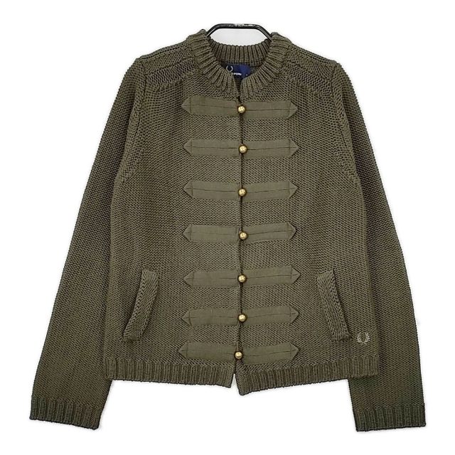 FRED PERRY ナポレオン ウールアクリルニット カーディガン カーキ
