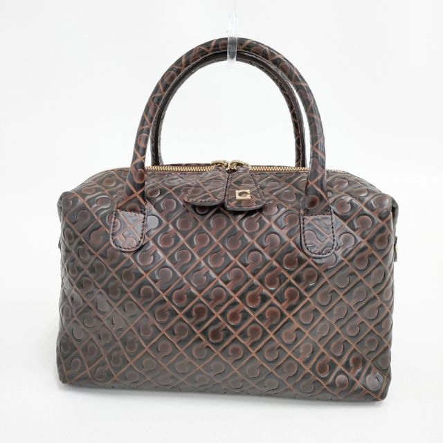 未使用✨　ゲラルディーニ　ハンドバッグ　ダークブラウン　レディース GHERARDINI レザー 型押し ボストンバッグ トートバッグ ブラウン