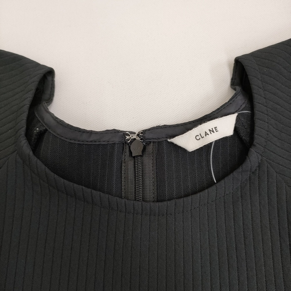 CLANE STRIPE QUILT PUFF TOPS 12108-3082 サイズ1 パフスリーブ ブラウス シャツ ブラック クラネ 5-0716S 265937 CLANE - CLANE STRIPE QUILT PUFF TOPS 12108-3082 サイズ1