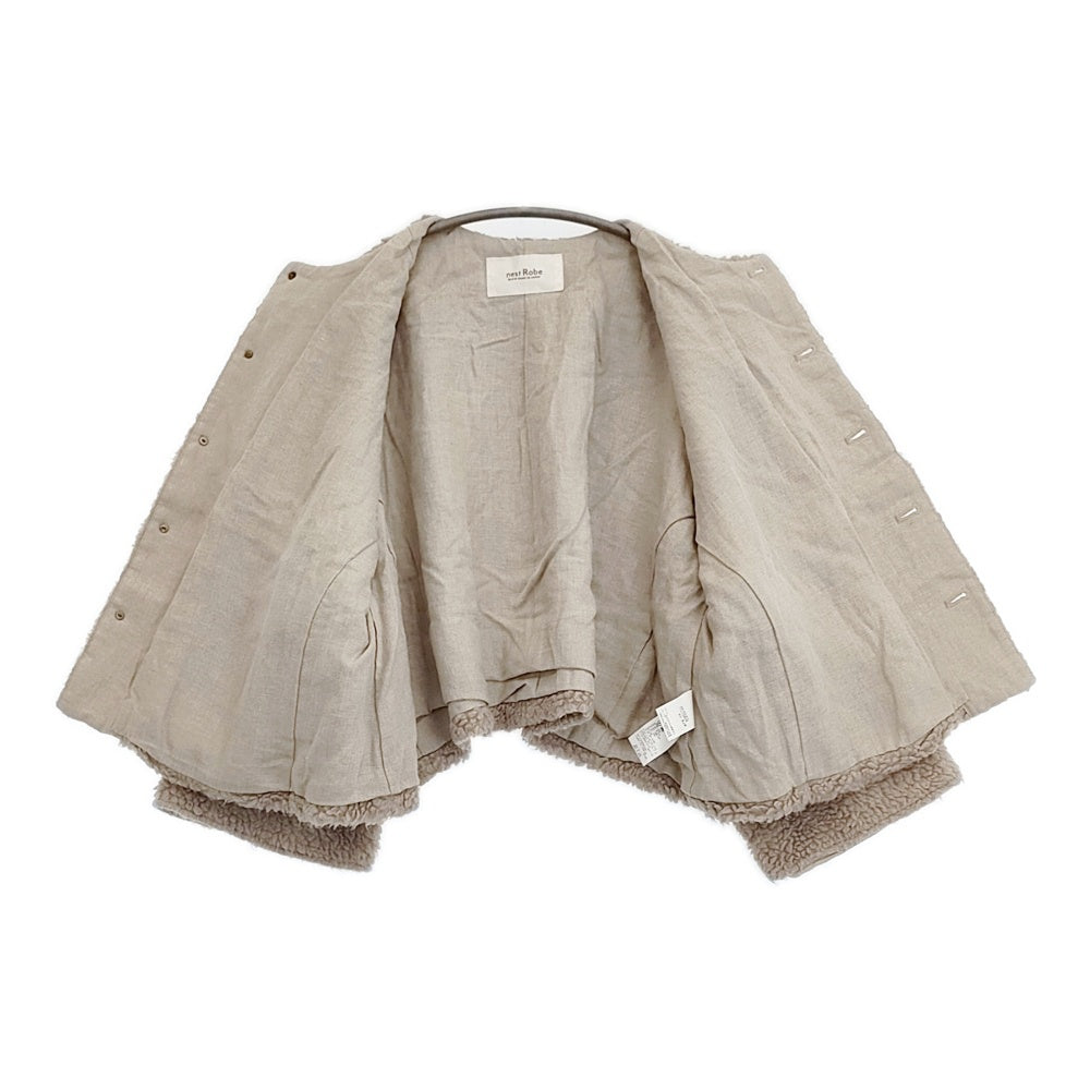 お値下げ中 nest Robe ウールボアノーカラージャケット / ベージュ nest Robe ウールボアノーカラージャケット 01223-1035 ノーカラー