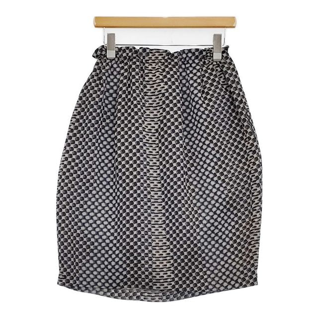 ミラショーン リネンフレアスカート 新品タグ 麻綿 キュプラ 総柄 高級【L】 mila schon 総柄 スカート グレー レディース ミラショーン【中古】5