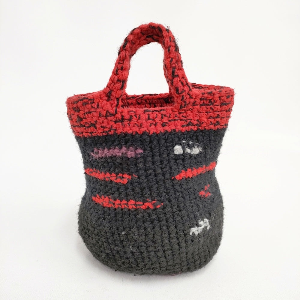 DANIELA GREGIS 裂き編み クロッシェ ウール ミニ トートバッグ