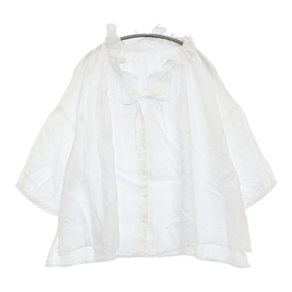 nest Robe リネンシアーフリルブラウス 01243-1143 ブラウス シャツ 24AW ホワイト レディース ネストローブ【中古】5-1022M♪ nest Robe リネンシアーフリルブラウス 01243-1143 ブラウス シャツ