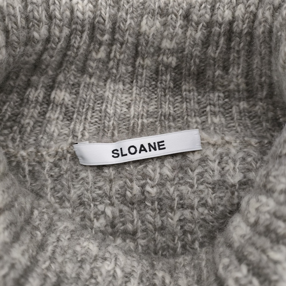 SLOANE ウール 畦編み SL3W 070 サイズ3 タートルネック セーター ニット グレー ホワイト レディース スローン【中古】5-1206T♪ SLOANE ウール 畦編み SL3W 070 サイズ3 タートルネック セーター