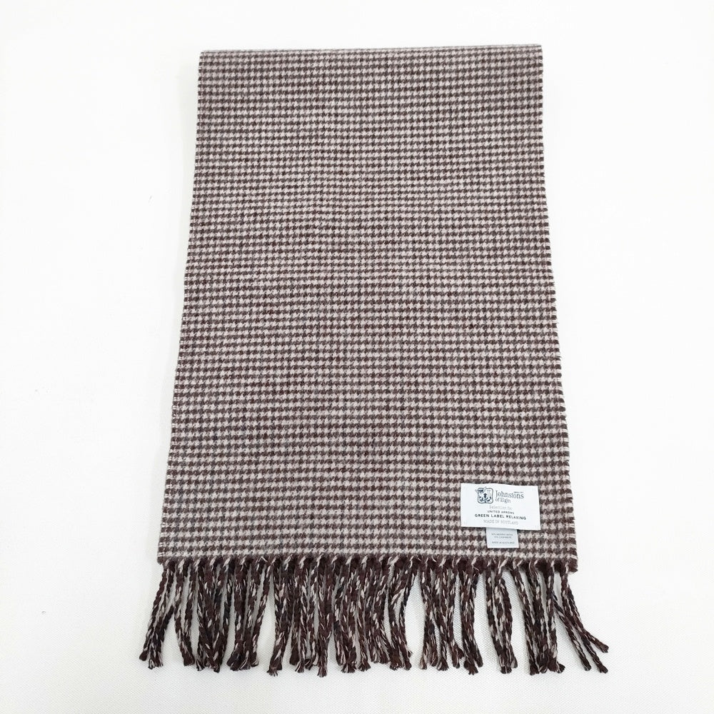 JOHNSTONS OF ELGIN/green label relaxing 別注 カシミア混 リバーシブルマフラー チェック マフラー ホワイト ブラウン レディース ジョンストンズオブ エルガン/グリーンレーベルリラクシング【中古】5-1202T◎ JOHNSTONS OF ELGIN/green label relaxing 別注 カシミア混