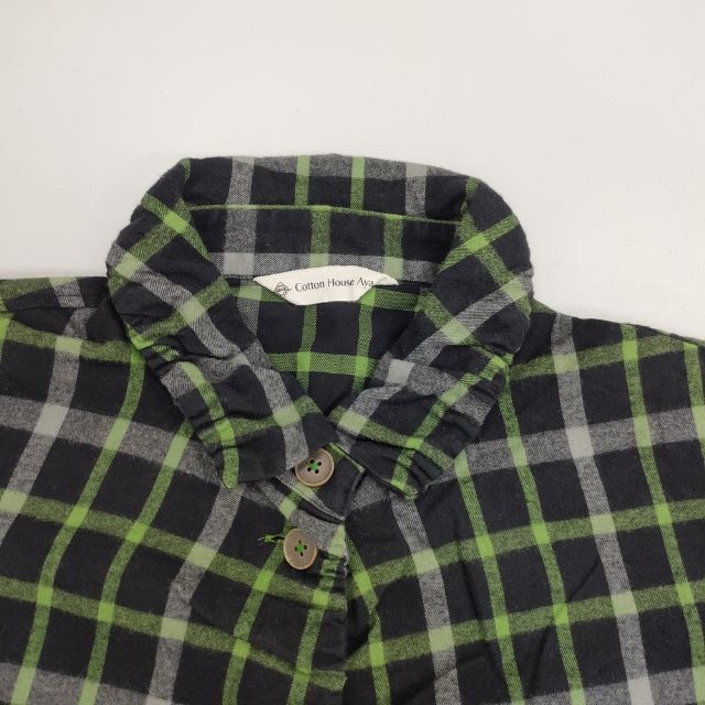 Cotton House Aya コットンチェックネル 製品洗い ブラウス シャツ