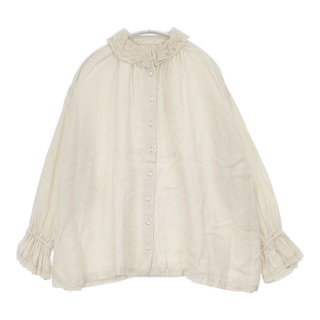 nest Robe リネンレース襟ギャザーブラウス 定価23100円 01223-1233