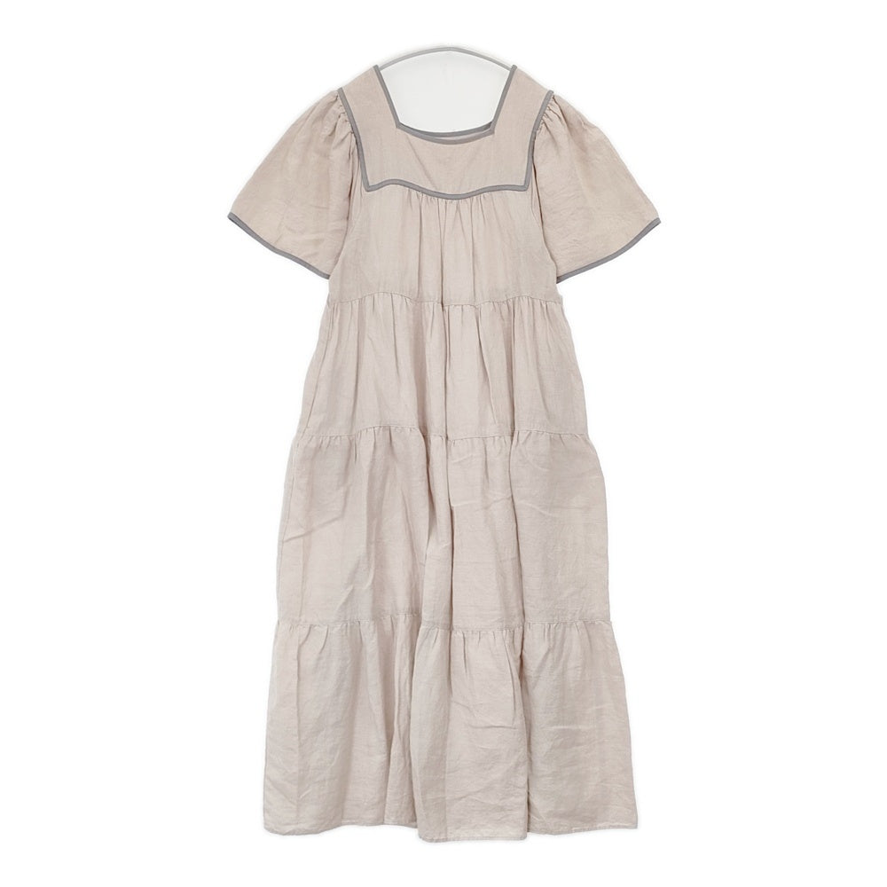Dot & Stripes/3 ET DEMI リネンティアードワンピース 日本製 サイズF