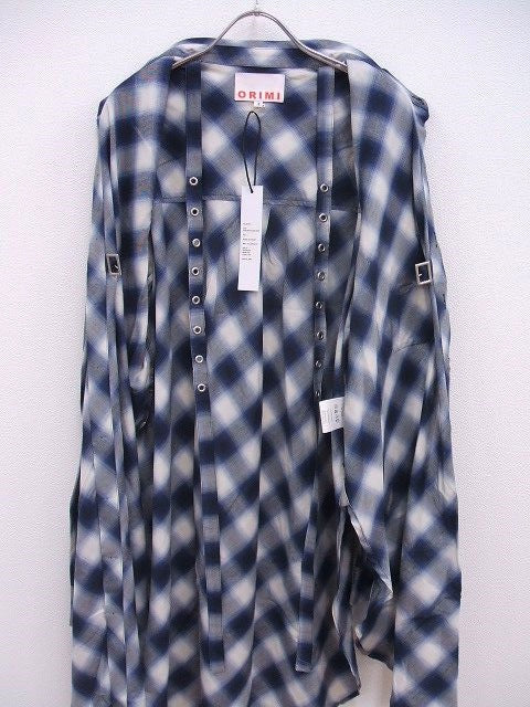 ORIMI NEW GRUNGE LONG SHIRT BL 定価45100円 新品 長袖シャツ ブルー ホワイト メンズ オリミ【中古】2