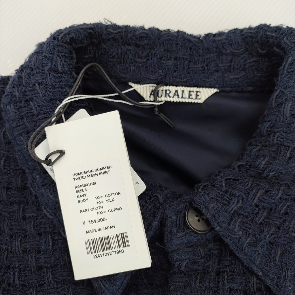 新品　AURALEE HOMESPUN SUMMER TWEED SHIRT Auralee Homespun Summer Tweed Mesh Shirt | Off White | Canoe