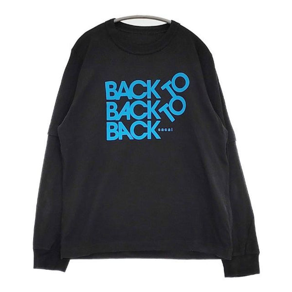 Sacai BACK to BACK レイヤード 22-0448S 長袖Ｔシャツ カットソー ロンＴ 22SS ブラック メンズ サカイ【中古】5-1019M∞