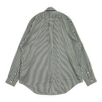 semoh ストライプ ポリエステルシャツ 長袖シャツ グリーン ホワイト メンズ セモー【中古】5-1001M∞