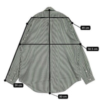 semoh ストライプ ポリエステルシャツ 長袖シャツ グリーン ホワイト メンズ セモー【中古】5-1001M∞