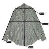 semoh ストライプ ポリエステルシャツ 長袖シャツ グリーン ホワイト メンズ セモー【中古】5-1001M∞
