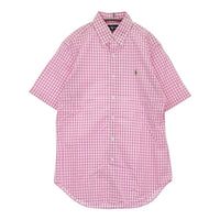 RALPH LAUREN ギンガムチェック ボタンダウン BDシャツ サイズS 半袖シャツ ピンク ホワイト メンズ ラルフローレン【中古】5-0704S♪