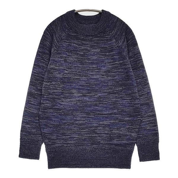 SIDE SLOPE 新品 MULTICOLORED KNIT EMBROIDERED IN WOOL 2 定価31900円 セーター ニット ネイビー メンズ サイドスロープ【中古】5-0912T♪