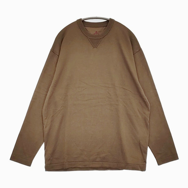 SIDE SLOPE 新品 ウォッシャブルシルクハイツイストコットンニットプオーバー 2 定価37400円 ブラウン メンズ サイドスロープ【中古】5-0912M♪