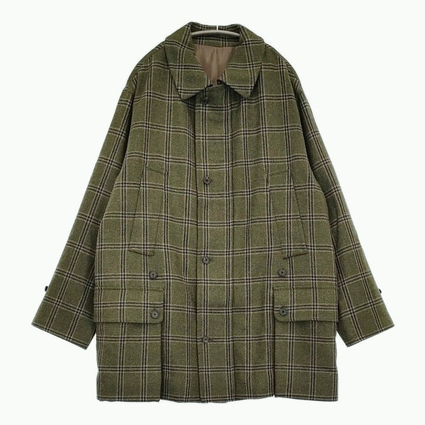 A.PRESSE 新品 Hunting Half Coat 定価198000円 サイズ2 23AAP-01-11H チェック コート 23AW カーキ メンズ アプレッセ【中古】5-0912T♪