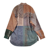Children of the discordance BANDANA PATCHWORK FRINGE SHIRT LS リメイクシャツ ブラウン チルドレンオブザディスコーダンス【中古】5-1014M♪