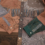 Children of the discordance BANDANA PATCHWORK FRINGE SHIRT LS リメイクシャツ ブラウン チルドレンオブザディスコーダンス【中古】5-1014M♪