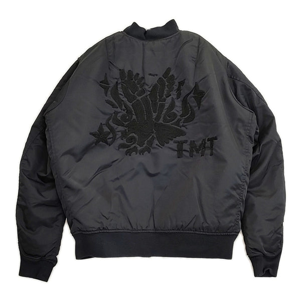TMT 刺繍 MA-1 中綿ブルゾン サイズS ミリタリージャケット ブラック メンズ ティーエムティー【中古】5-1103T♪