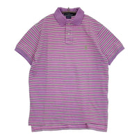 POLO RALPH LAUREN 鹿の子 マルチボーダー サイズM ポロシャツ パープル メンズ ポロ・ラルフローレン【中古】5-0713S♪