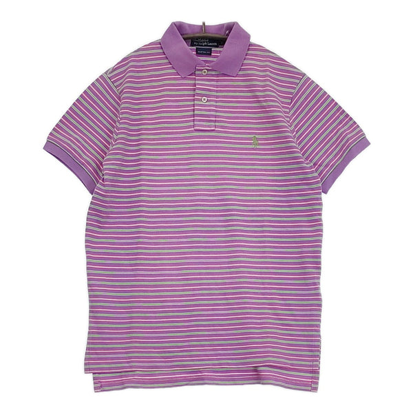 POLO RALPH LAUREN 鹿の子 マルチボーダー サイズM ポロシャツ パープル メンズ ポロ・ラルフローレン【中古】5-0713S♪