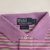 POLO RALPH LAUREN 鹿の子 マルチボーダー サイズM ポロシャツ パープル メンズ ポロ・ラルフローレン【中古】5-0713S♪