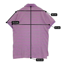 POLO RALPH LAUREN 鹿の子 マルチボーダー サイズM ポロシャツ パープル メンズ ポロ・ラルフローレン【中古】5-0713S♪