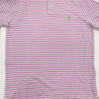 POLO RALPH LAUREN 鹿の子 マルチボーダー サイズM ポロシャツ パープル メンズ ポロ・ラルフローレン【中古】5-0713S♪