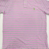 POLO RALPH LAUREN 鹿の子 マルチボーダー サイズM ポロシャツ パープル メンズ ポロ・ラルフローレン【中古】5-0713S♪