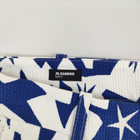 JIL SANDER NAVY 未使用品 総柄 34 定価65000円 ショートパンツ ハーフパンツ ブルー ホワイト レディース ジルサンダーネイビー【中古】5-0708S♪