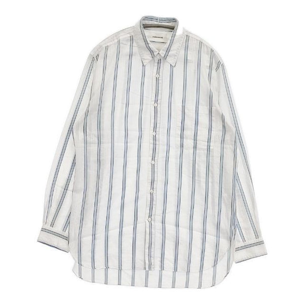 markaware REGULAR SHIRTS ORGANIC SUPIMA/BROWN COTTON STRIPE 定価28600円 長袖シャツ ホワイト ブルー メンズ マーカウェア【中古】5-1025M∞