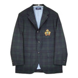 GOODENOUGH IVY エンブレム付き ブラックウォッチ チェック テーラードジャケット グリーン ネイビー メンズ グッドイナフ【中古】6-0330M∞