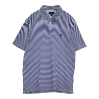 Brooks Brothers コットン ボーダー サイズS 刺繍 ポロシャツ ブルー ホワイト メンズ ブルックスブラザーズ【中古】5-0806S♪