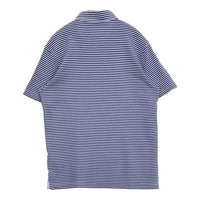 Brooks Brothers コットン ボーダー サイズS 刺繍 ポロシャツ ブルー ホワイト メンズ ブルックスブラザーズ【中古】5-0806S♪