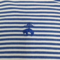 Brooks Brothers コットン ボーダー サイズS 刺繍 ポロシャツ ブルー ホワイト メンズ ブルックスブラザーズ【中古】5-0806S♪